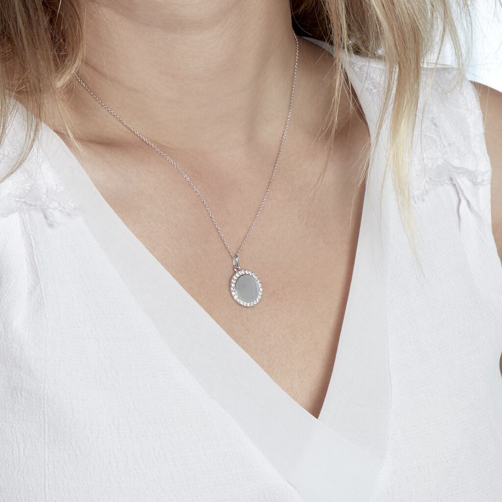 Collier Corazon1 Argent Blanc Oxyde De Zirconium