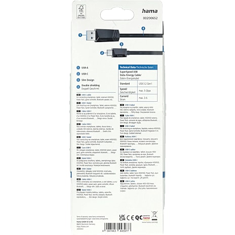 HAMA USB-C til USB 3.2 kabel 1,5 meter