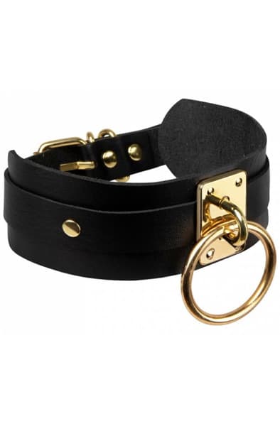 O-Ring Collar Gold/Black BDSM-halsbånd