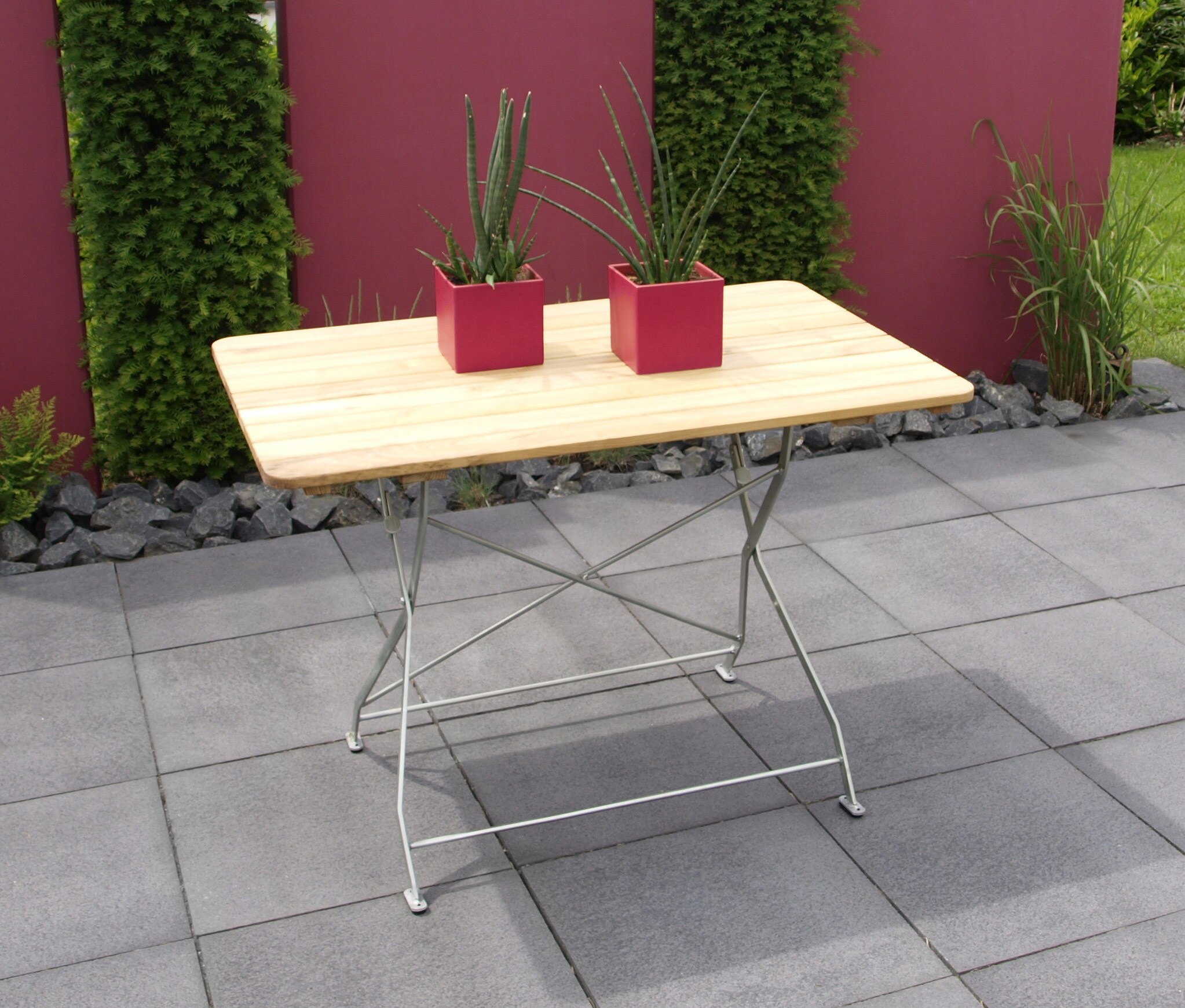 DEGAMO Klapptisch BAD TÖLZ 70x110cm rechteckig, Flachstahl verzinkt + Robinie