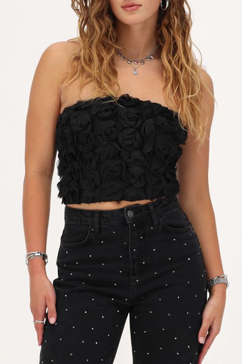 Zwarte corset top met rozen