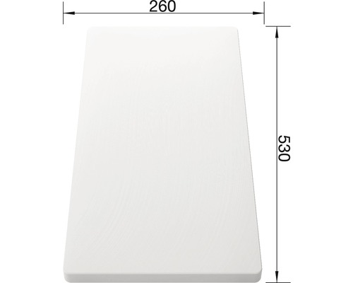 Witte kunststof snijplank, 260 x 530 mm, 217611