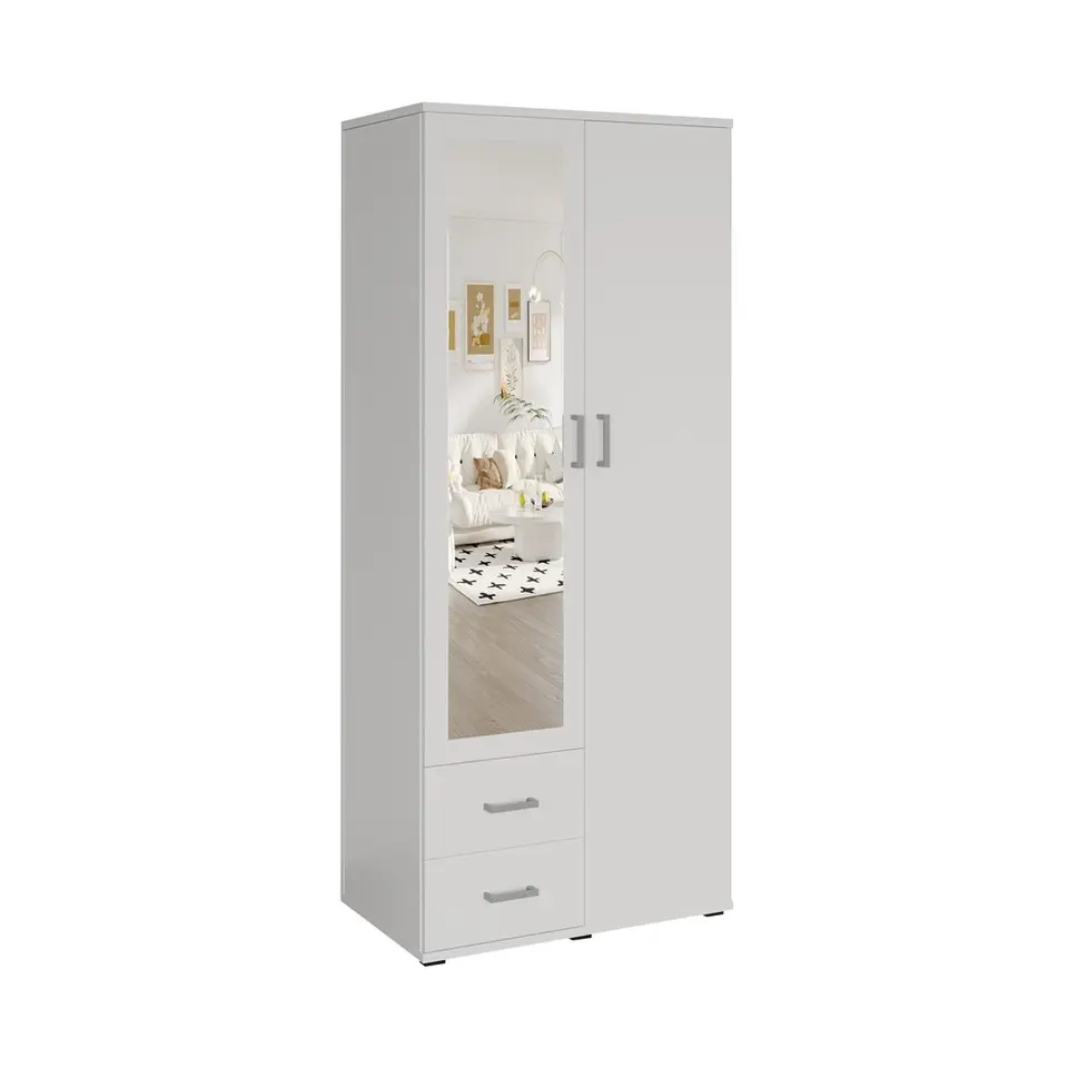Interiax Kledingkast 'Lena' - Wit - 2 Deurs - 185x80x52cm