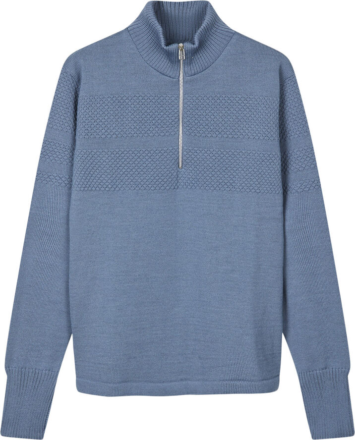 Mads Nørgaard - Copenhagen Wool Klemens Half Zip Knit Blå