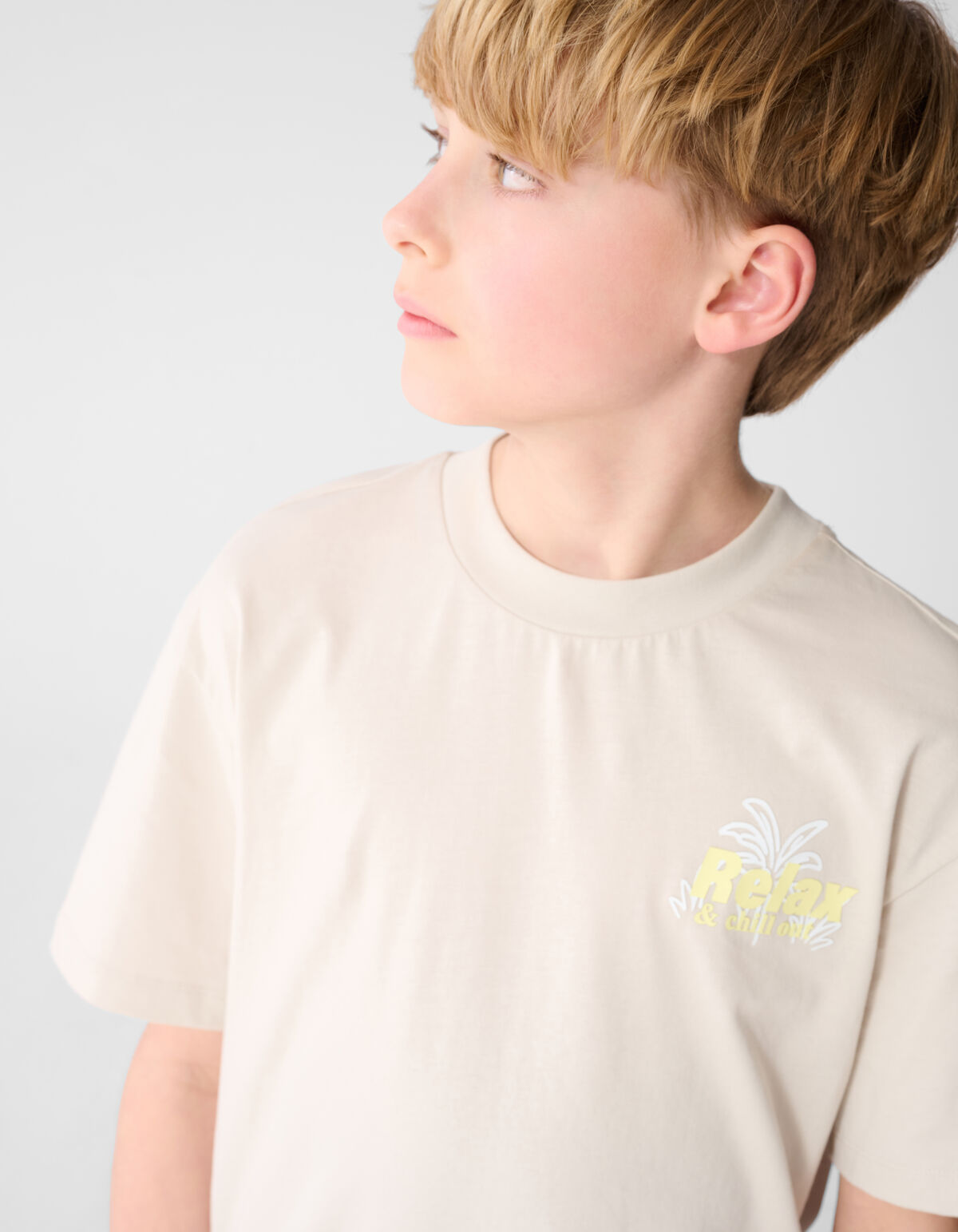 Relax Artwork T-shirt Beige