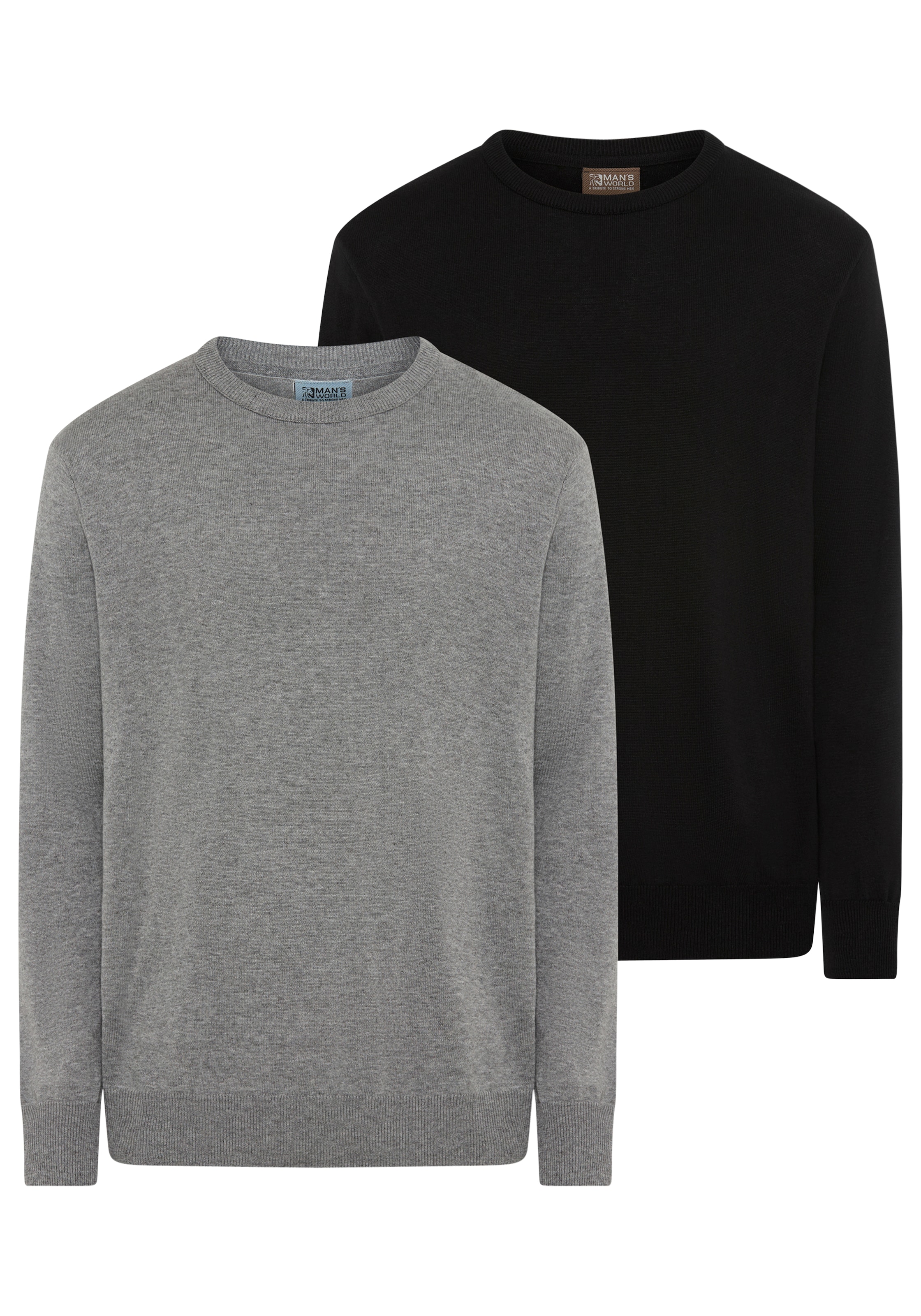 Man's World Rundhalspullover »Neue Kollektion! DP Grau & Schwarz«, in Feinstrick, ideal für die Übergangszeit, Basic Style