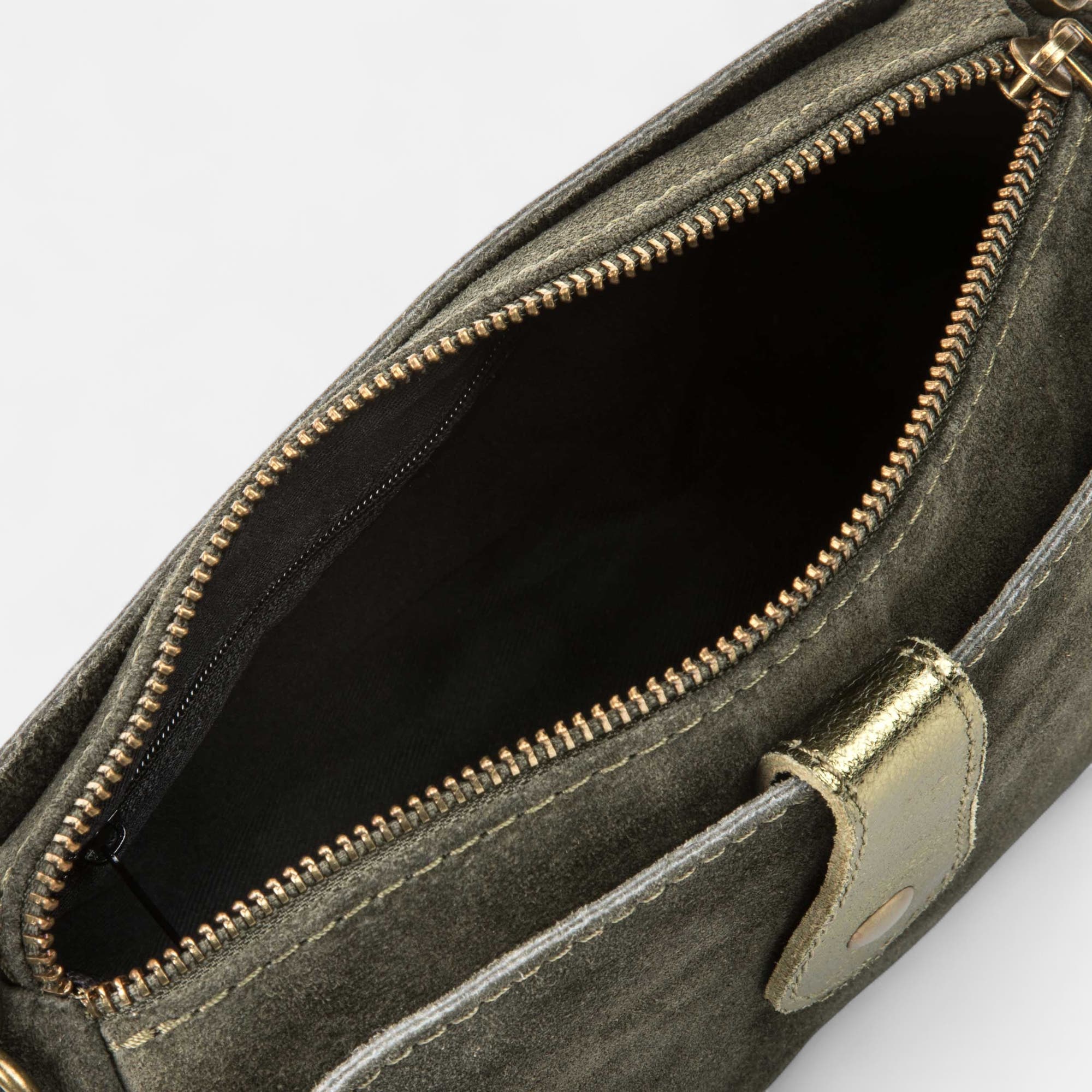 Sac bandoulière en cuir kaki