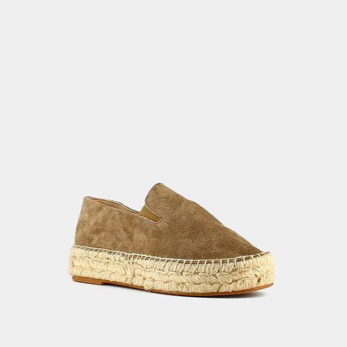 Espadrilles compensées  en croute taupe