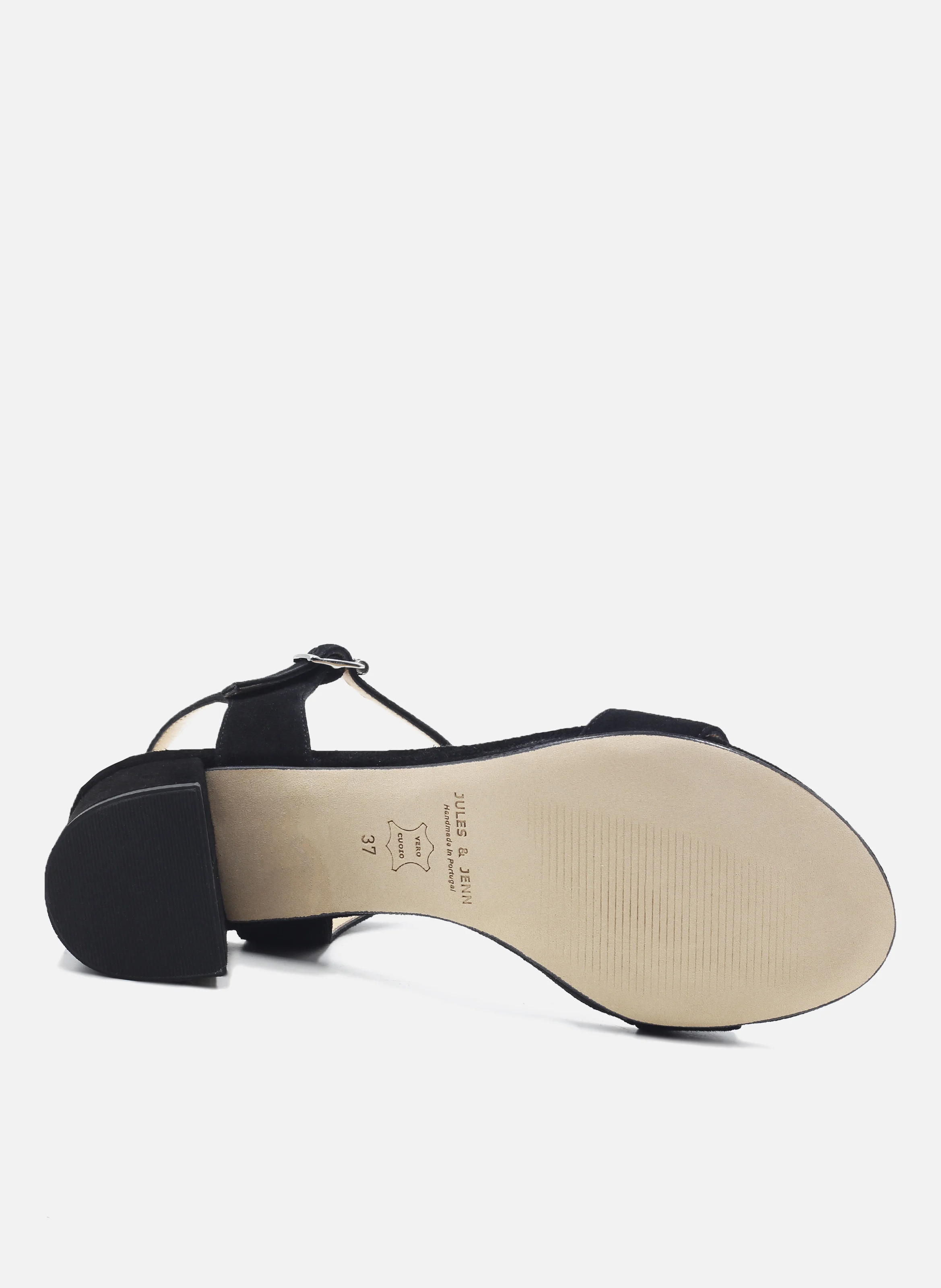 Sandales moyen talon cuir daim | Noir
