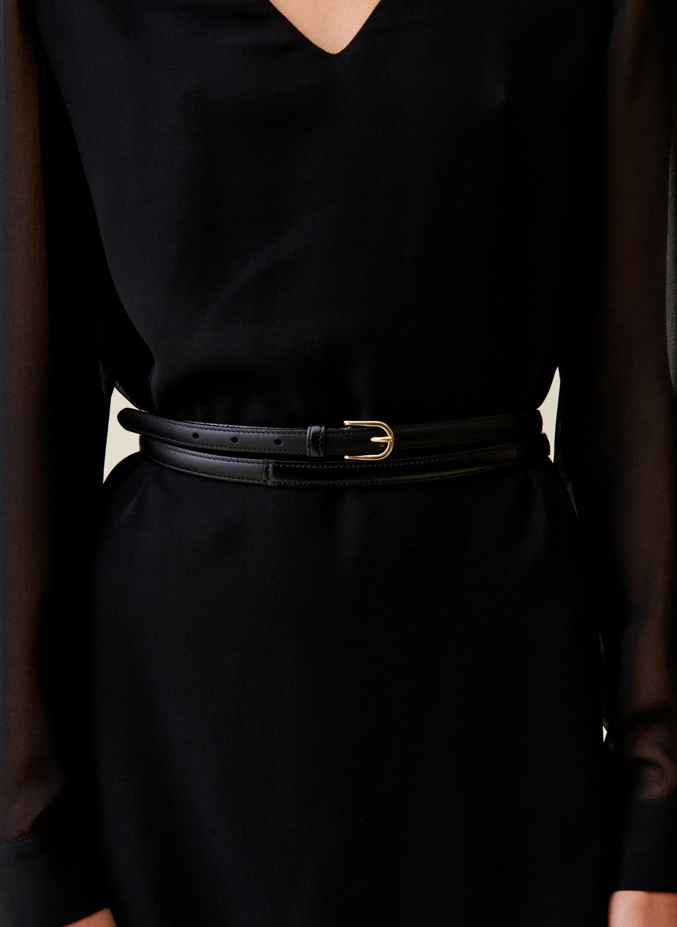 Ceinture fine en cuir | Noir
