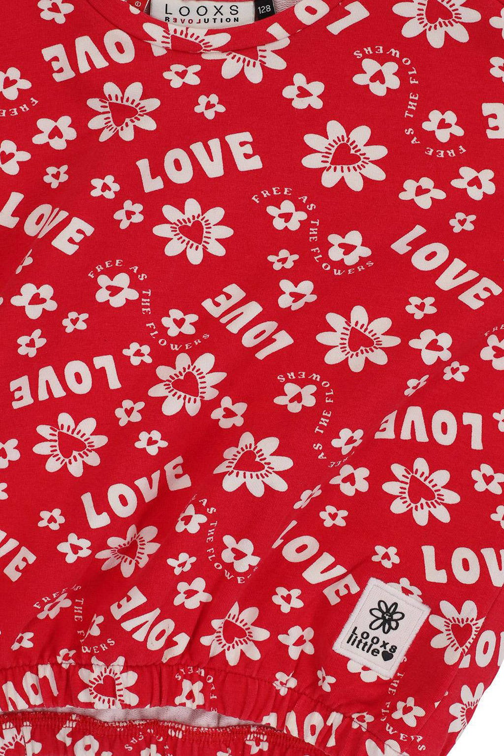 LOOXS top met tekst rood/wit