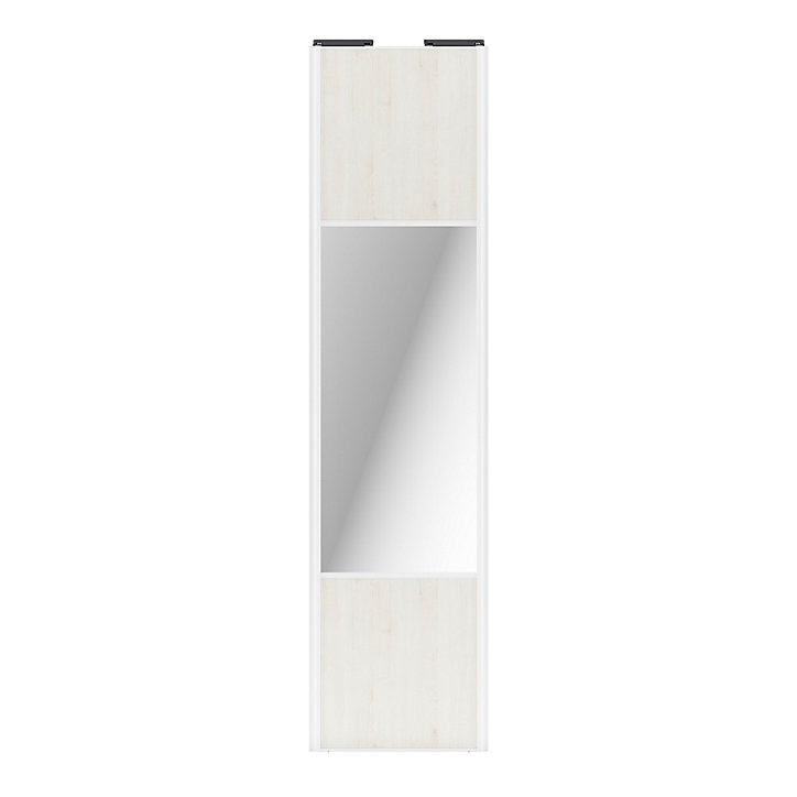 Porte de placard coulissante avec miroir bois nordique profil blanc GoodHome Arius H. 248,5 x L. 62.2 cm + amortisseurs