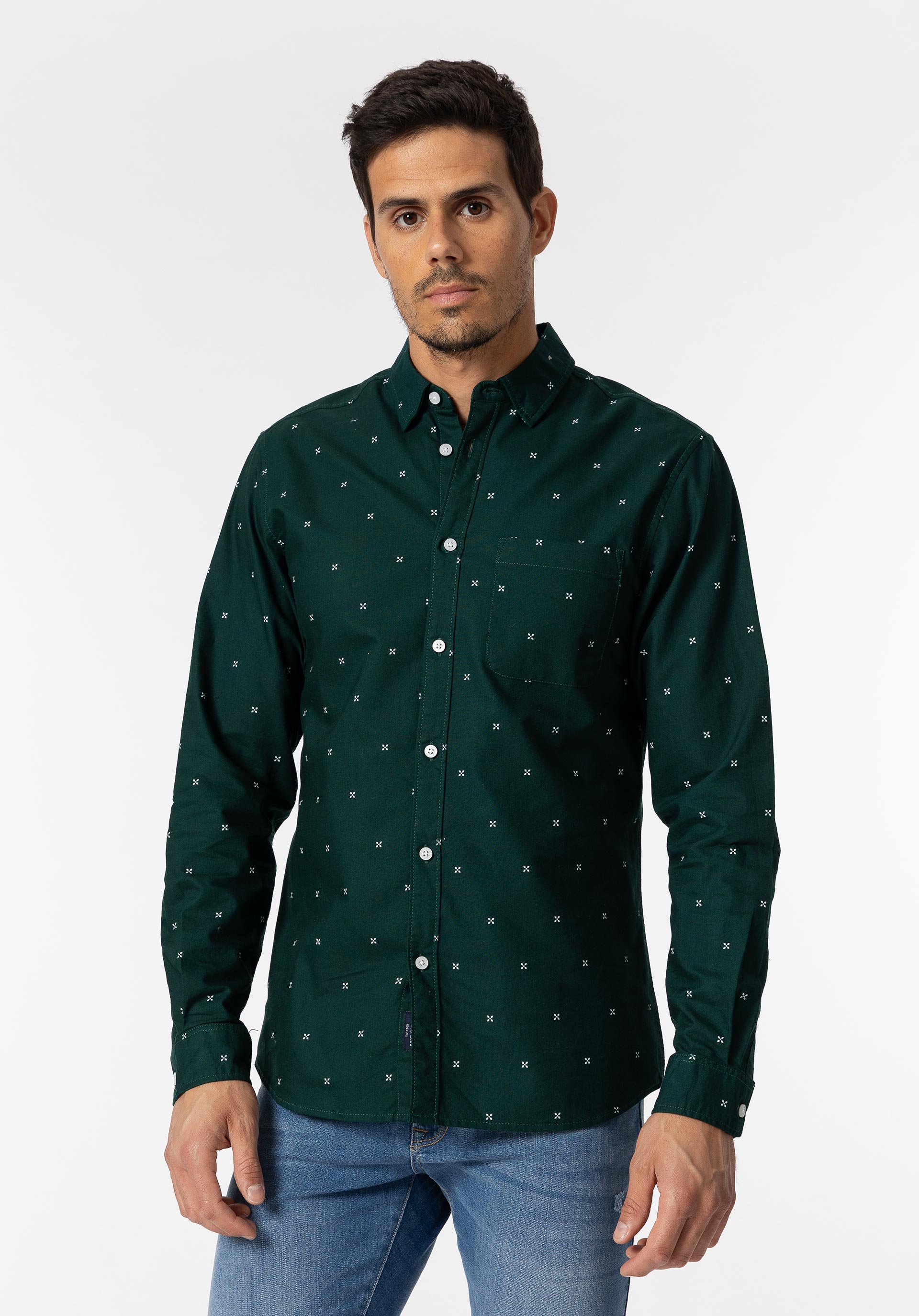 Camisa Regular Fit Oxford Estampada
