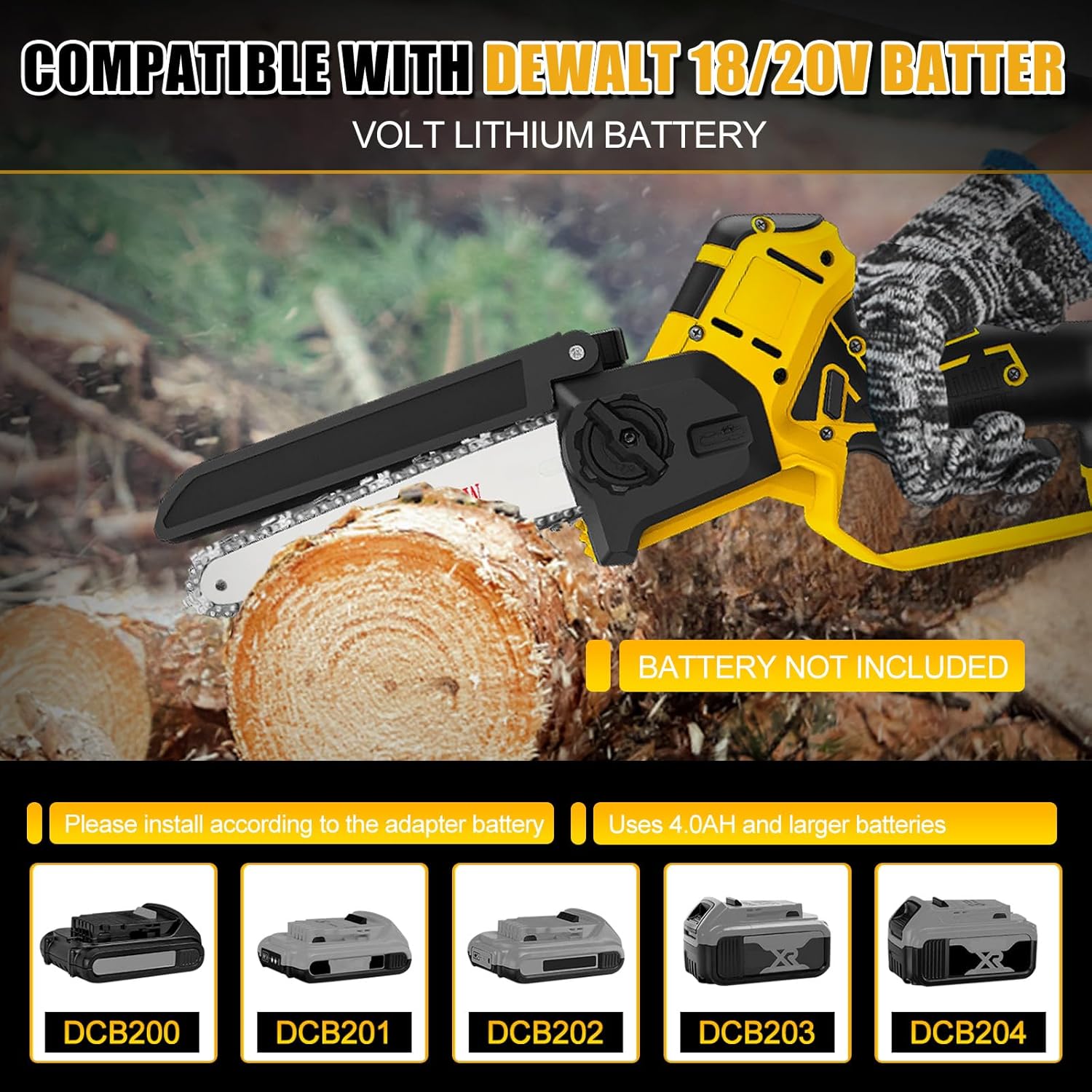 Akku Hochentaster Ast Profi-Astsäge kompatibel mit Dewalt 18V 20V (ohne Akkus), 2 IN 1 Mini 6 zoll Kettensäge Teleskop säge Elektro teleskopsäge Astsäge handkettensäge akkusäge Arbeitshöhe bis 4,5m
