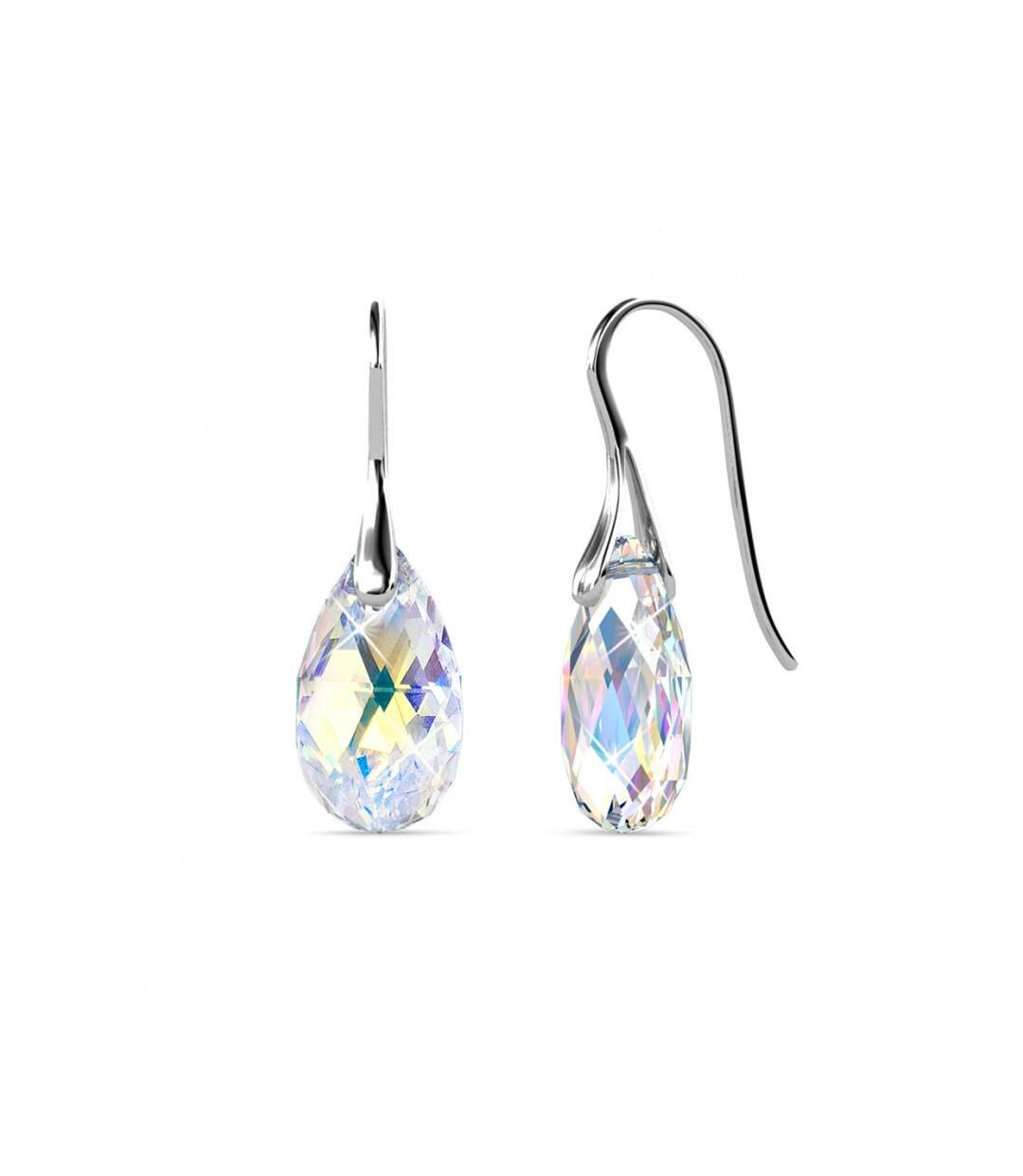Boucles d'oreilles Teardrop Hook - Argenté et Blanc brillant