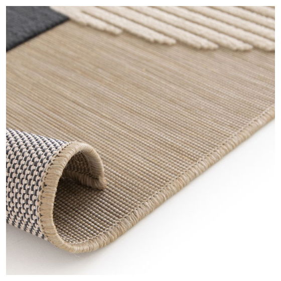 Tapis intérieur et extérieur en relief - roma - beige et noir - 80 x 150 cm
