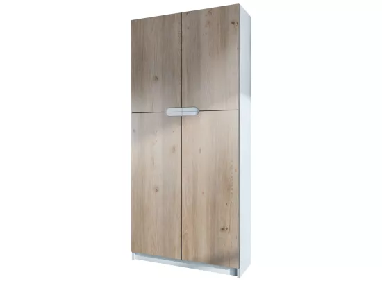 Armoire De Bureau Blanc Mat Et Aspect Chêne Nordique (LxHxP) : 82 x 185 x 37