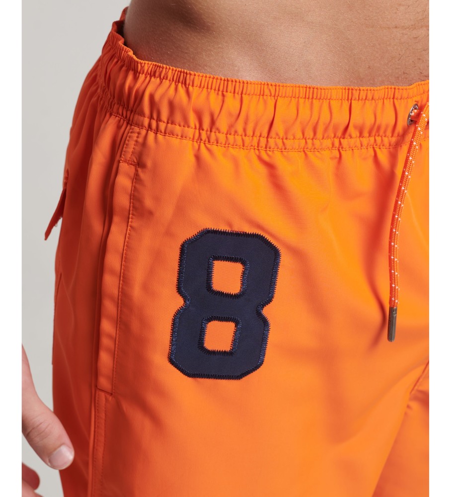 Maiô Superdry Polo em tecido reciclado laranja.