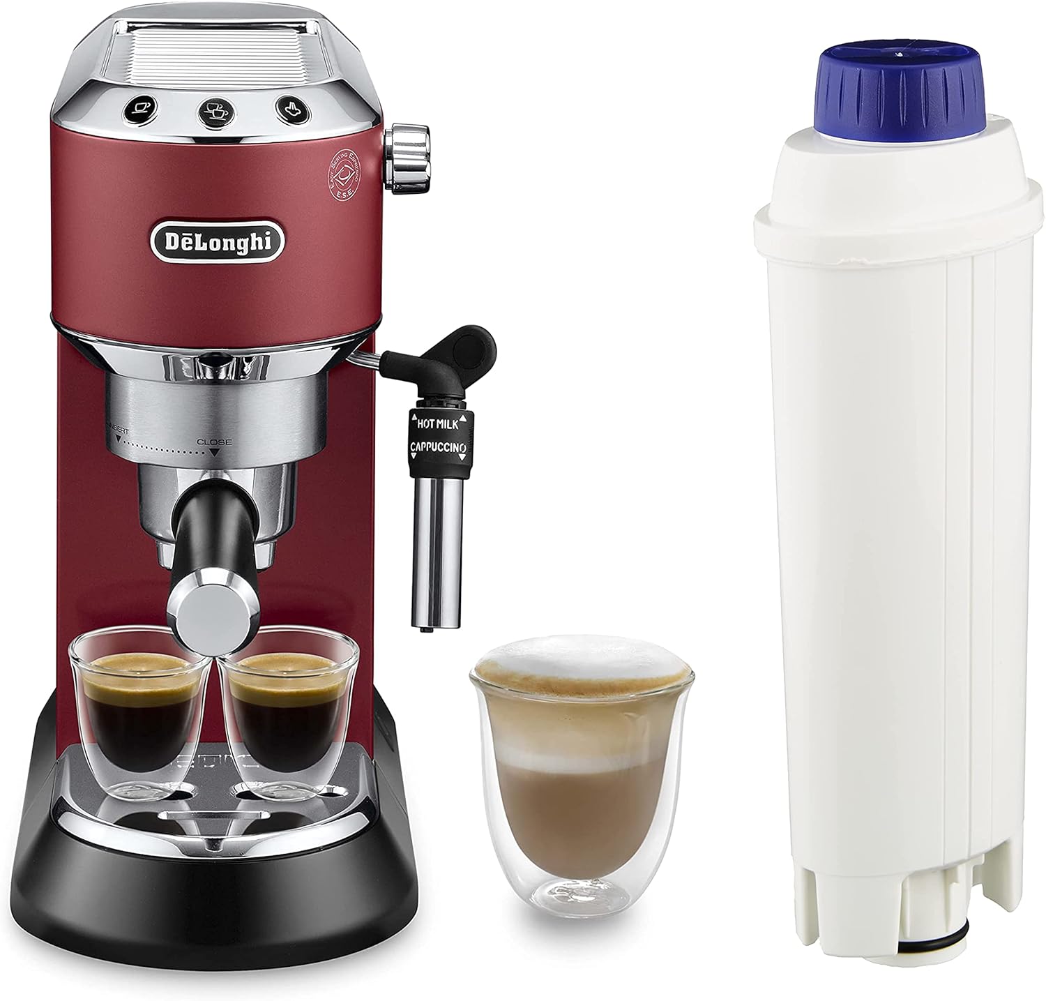 De'Longhi Dedica Style EC685.W, Machine à Café à Pompe en Acier Inoxydable Pour Café Moulu ou Dosettes, Machine à Espresso et Cappuccino, Réservoir de 1,3L, Système Anti-goutte, Blanc