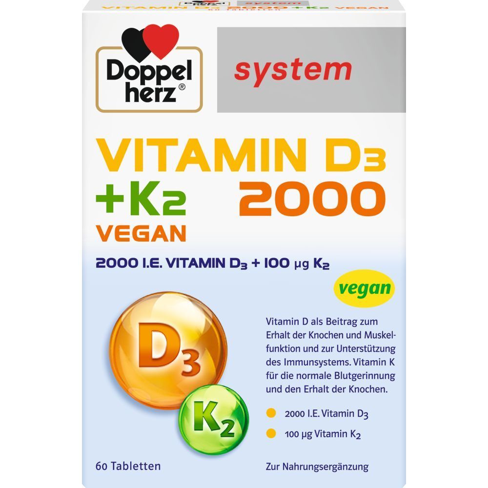 Doppelherz® system Vitamin D3 + K2 2000 Vegan