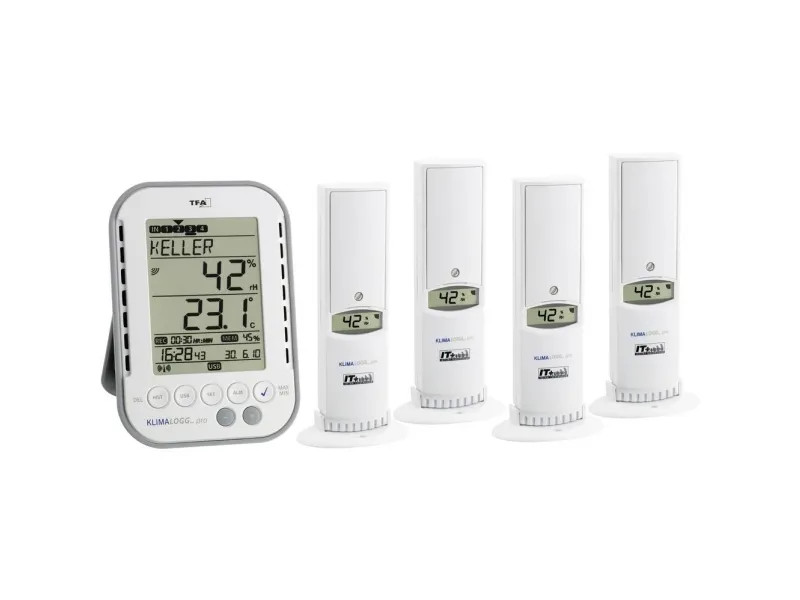 TFA Dostmann KLIMALOGG PRO Profi Set Luftfugtighedsmåler (hygrometer) 1 % r. 99 % r. TFA indeklima professionelt sæt, Dataloggerfunktion