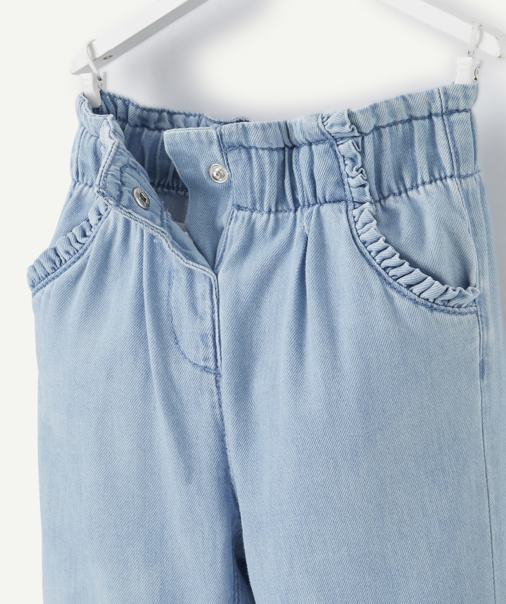 PANTALON BÉBÉ FILLE DENIM EN COTON À FAIBLE IMPACT ENVIRONNEMENTAL