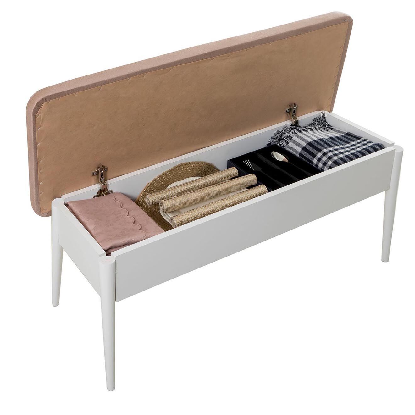 Homitis Ensemble Table + 2 Chaises + 2 Bancs Vina blanc/gris