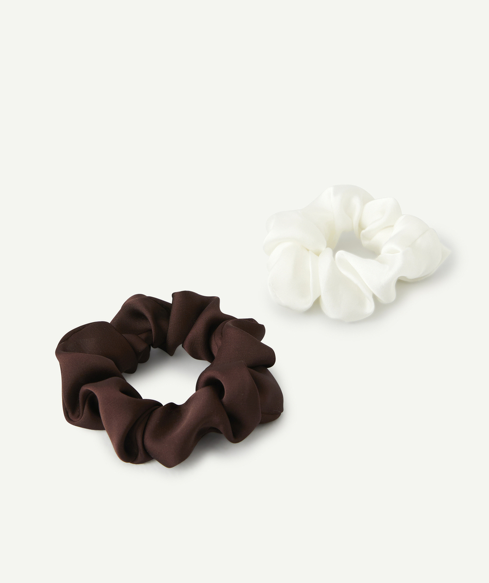 CHOUCHOU EN SATIN MARRON ET BLANC FILLE