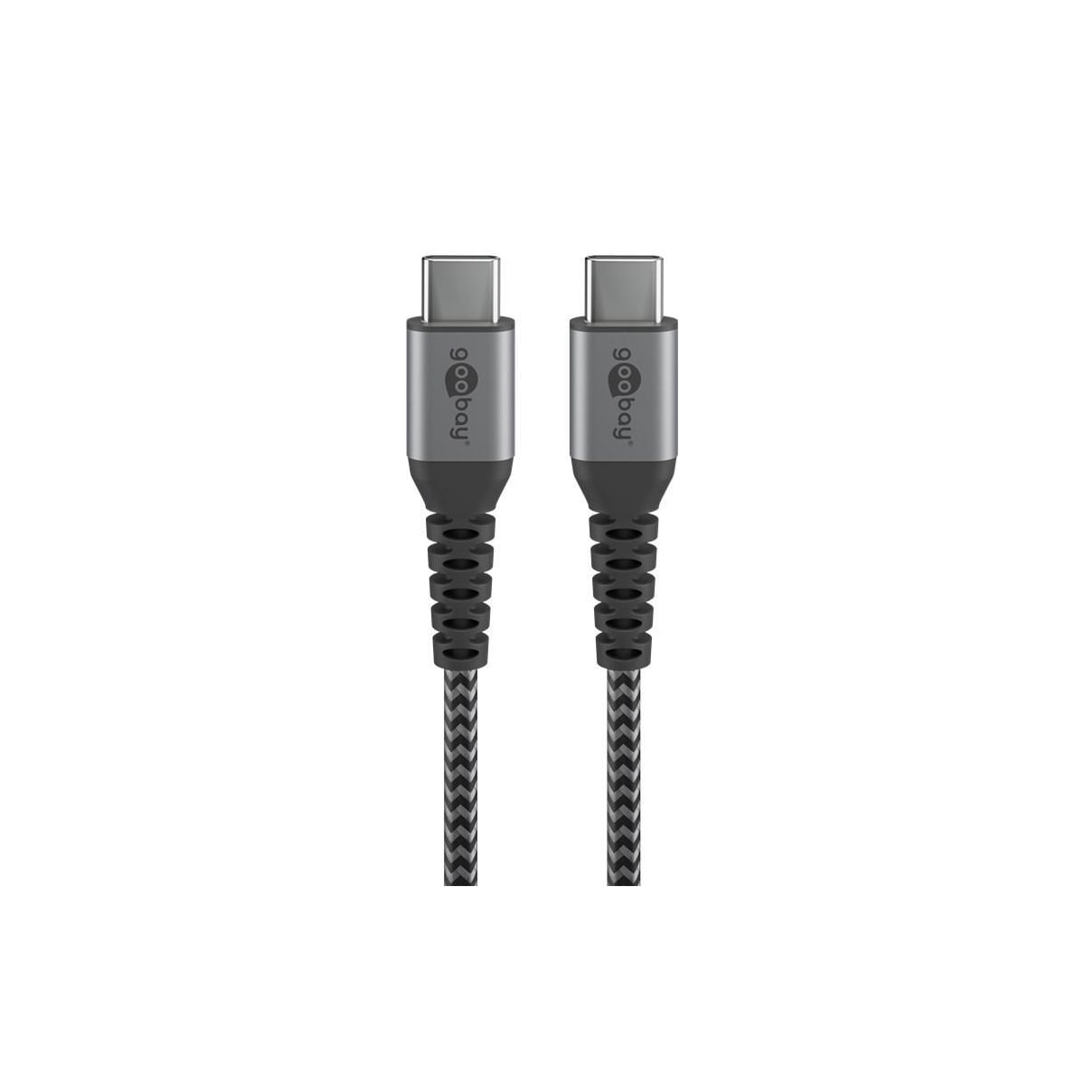 USB-C ™ til USB-C ™ Tekstilkabel med metallplugger (Space grå / sølv) 1 m