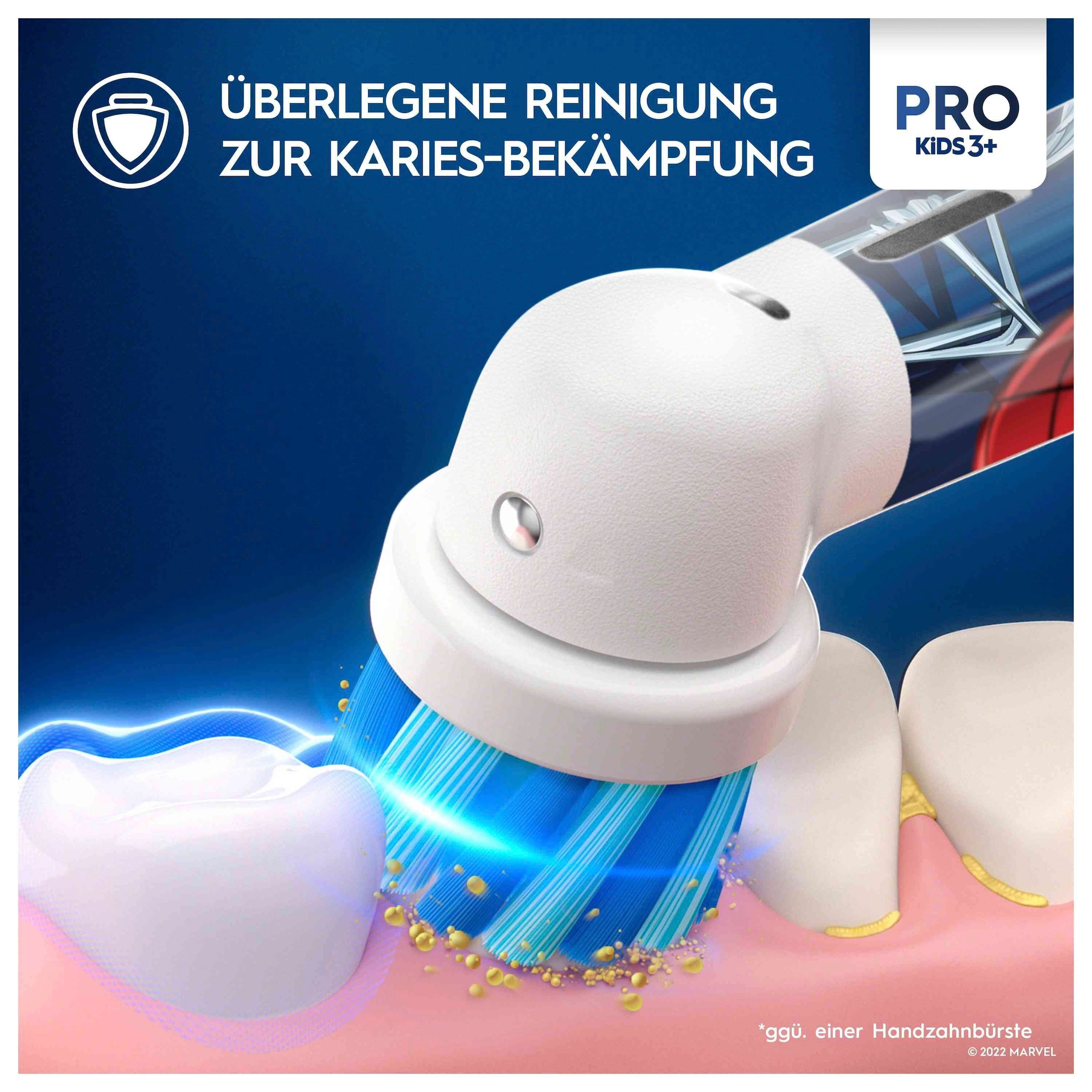 Oral-B Elektrische Zahnbürste »Pro Kids Spiderman« 1 Stk. Aufsteckbürsten für Kinder ab 3 Jahren