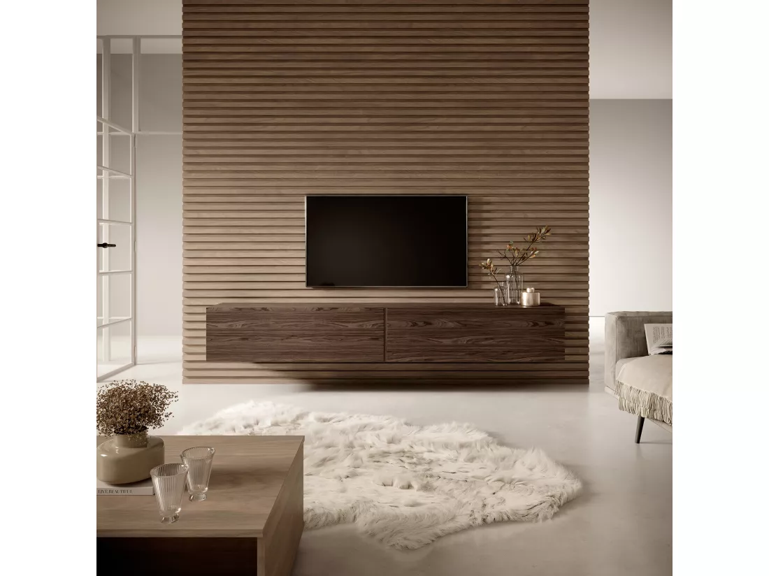 Meuble TV 200 cm - Noyer - BISIRA