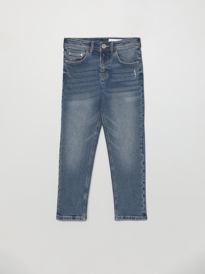 Calça jeans slim confortável - Azul médio