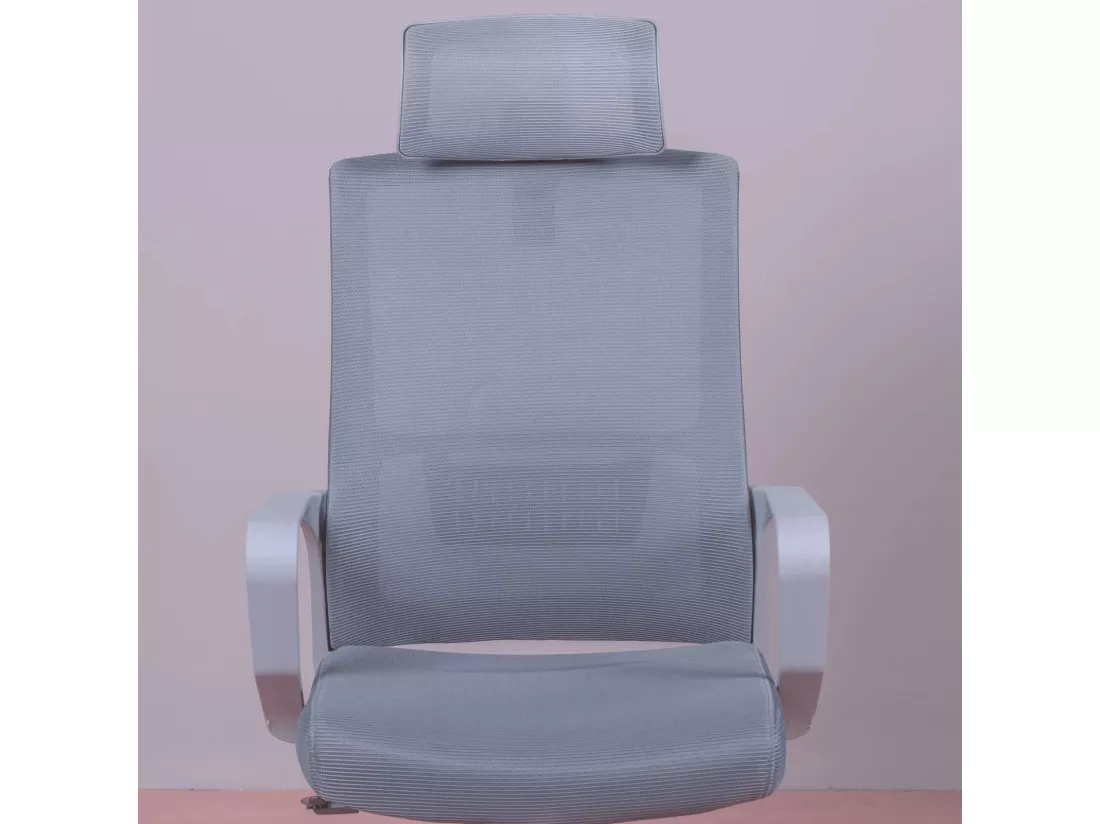 Chaise de bureau ergonomique en mesh respirante avec finitions grises et appui-tête réglable - Mesh - Gris foncé