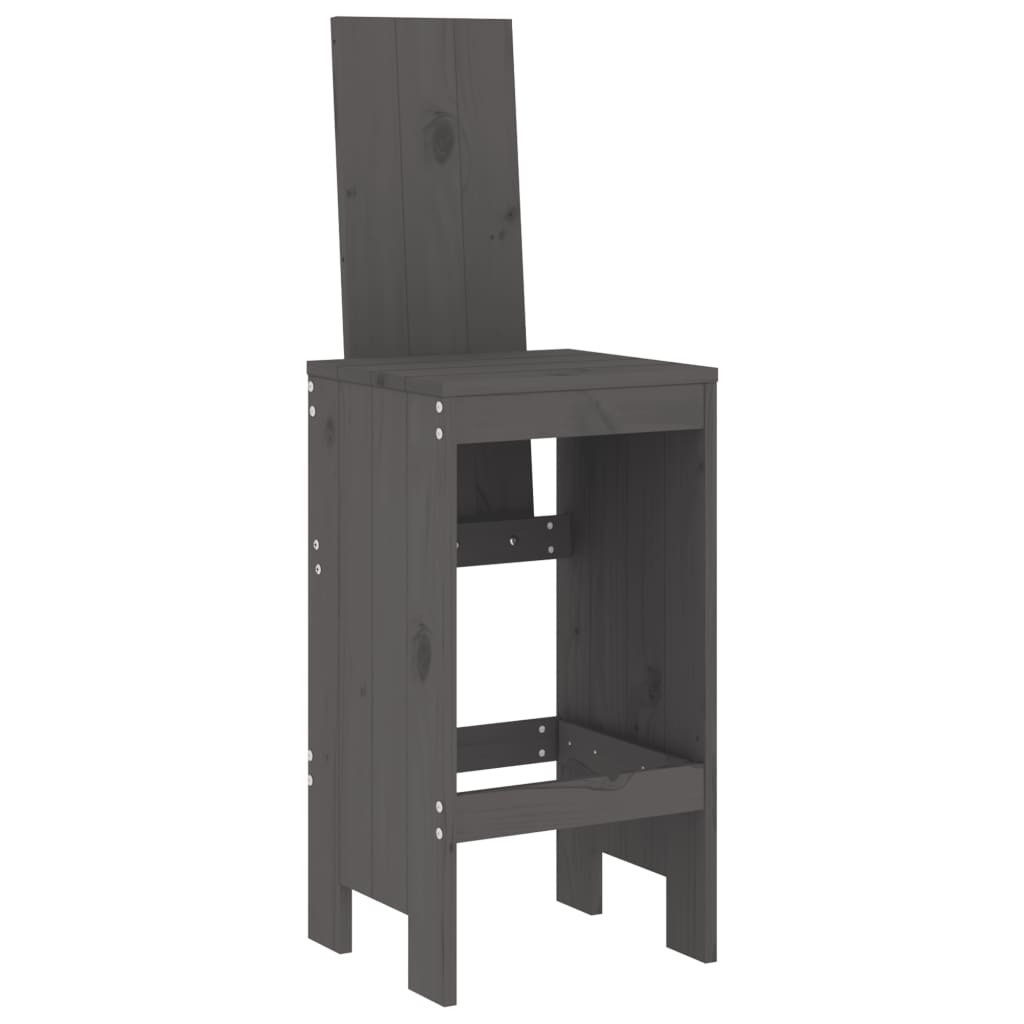 Ensemble de bar de jardin 7 pcs gris bois de pin massif