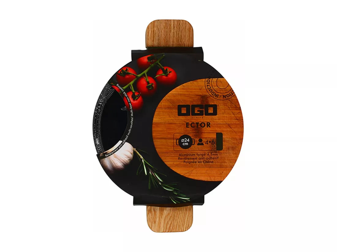 Ogo Living - Faitout Ector 24cm En Aluminium Kaki Avec Manche En Bois