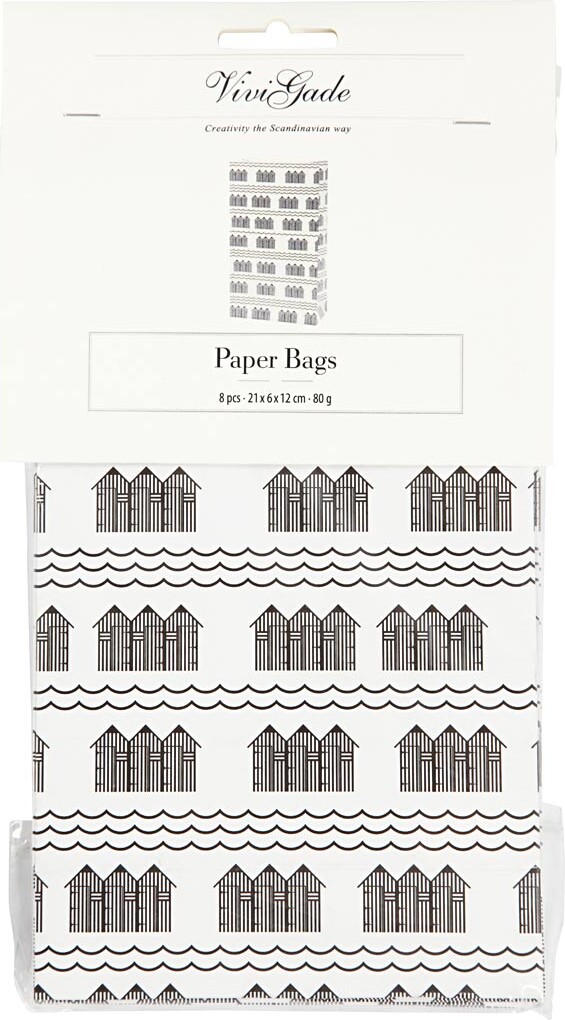 Papirposer - Sort Hvid - 21X6X12 CM - 80 G - 10 Stk