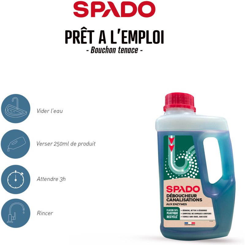 Déboucheur biologique Spado - Flacon 1 L