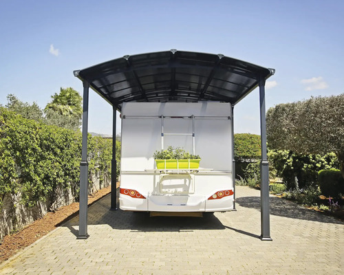 Enkele carport, carport voor camper CANOPIA van Palram Alpine 4300 in hoogte verstelbaar 359 x 435 cm antraciet