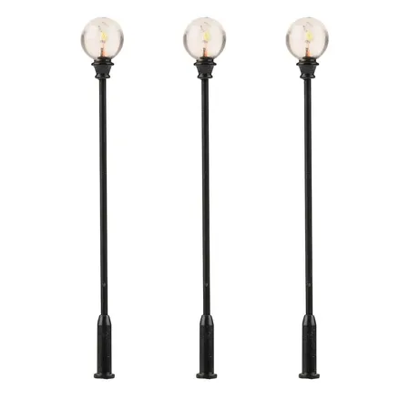 Faller 180113 - LED-Parklaterne, Kugel-Aufsatzleuchte, warmweiß, 3 Stück