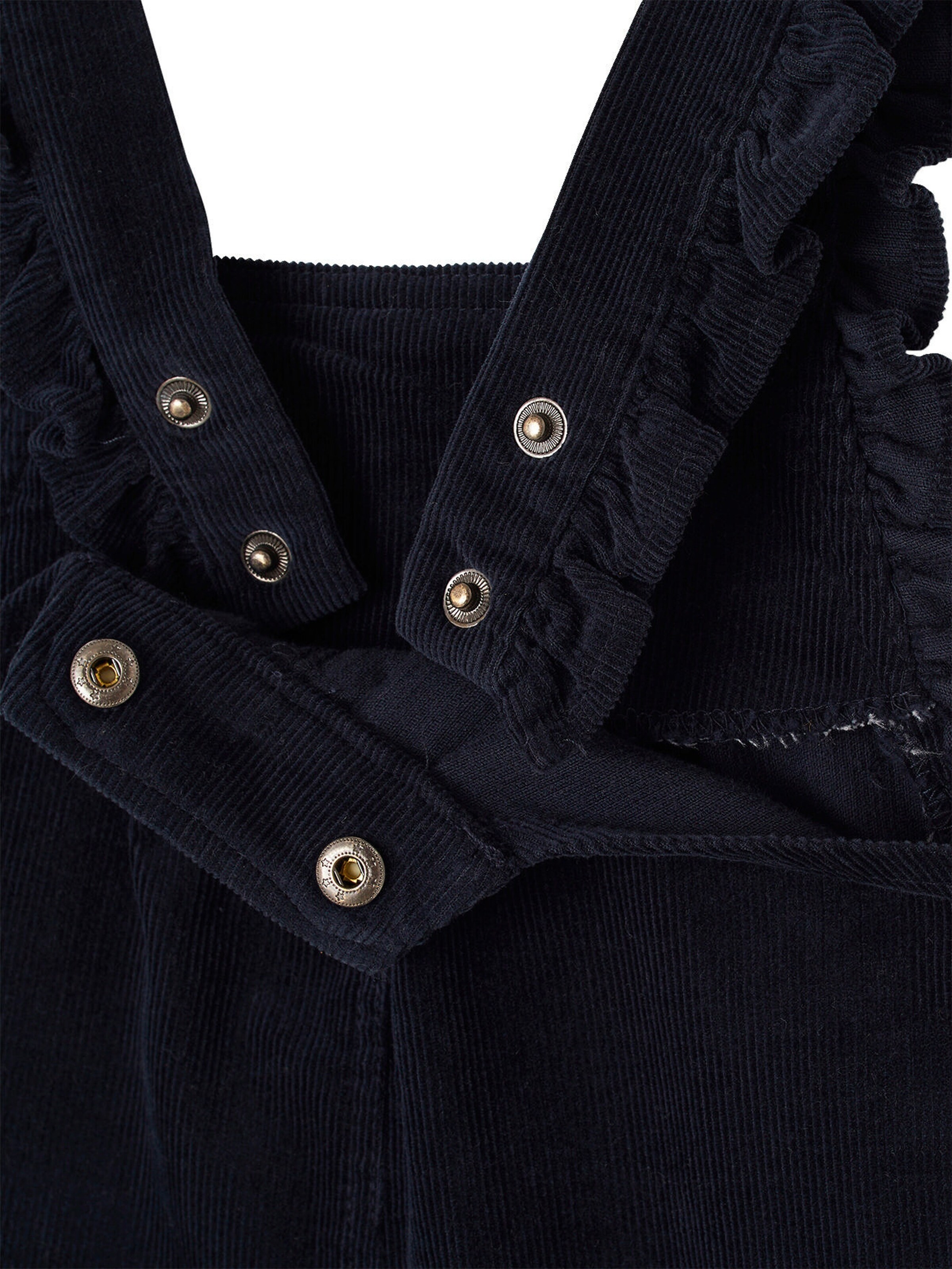 Vertbaudet Mädchen Baby Cord-Latzhose mit Volants schieferblau