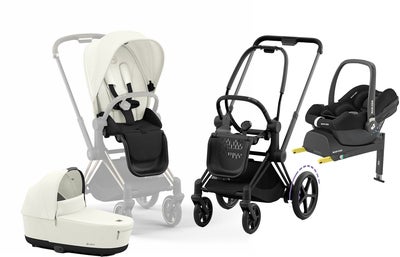 Cybex e-Priam Duovogn inkl. Maxi-Cosi CabrioFix & Base, Off White/Matt Black