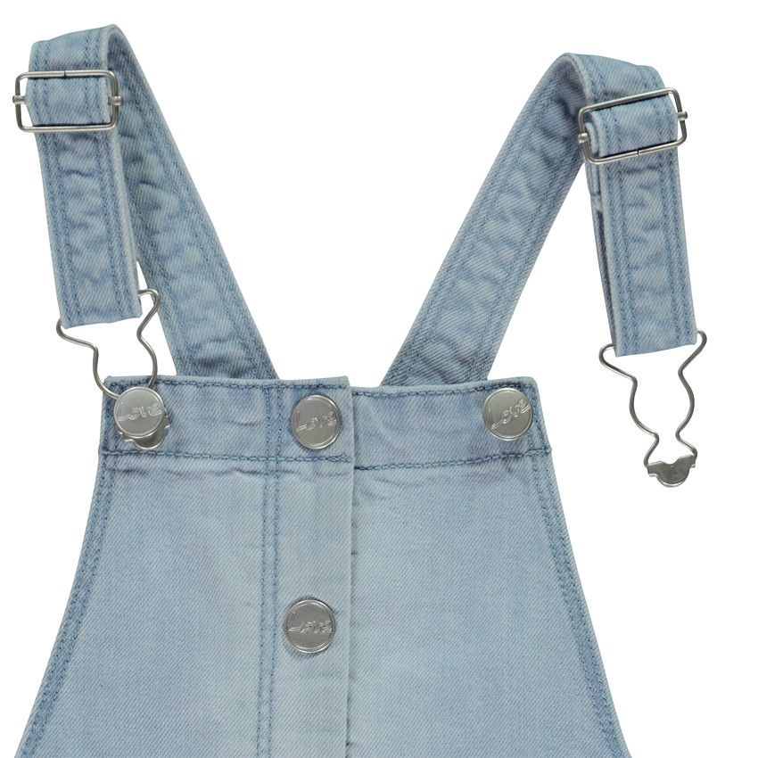 Salopette courte et large en jean avec poches pour fille - Bleu