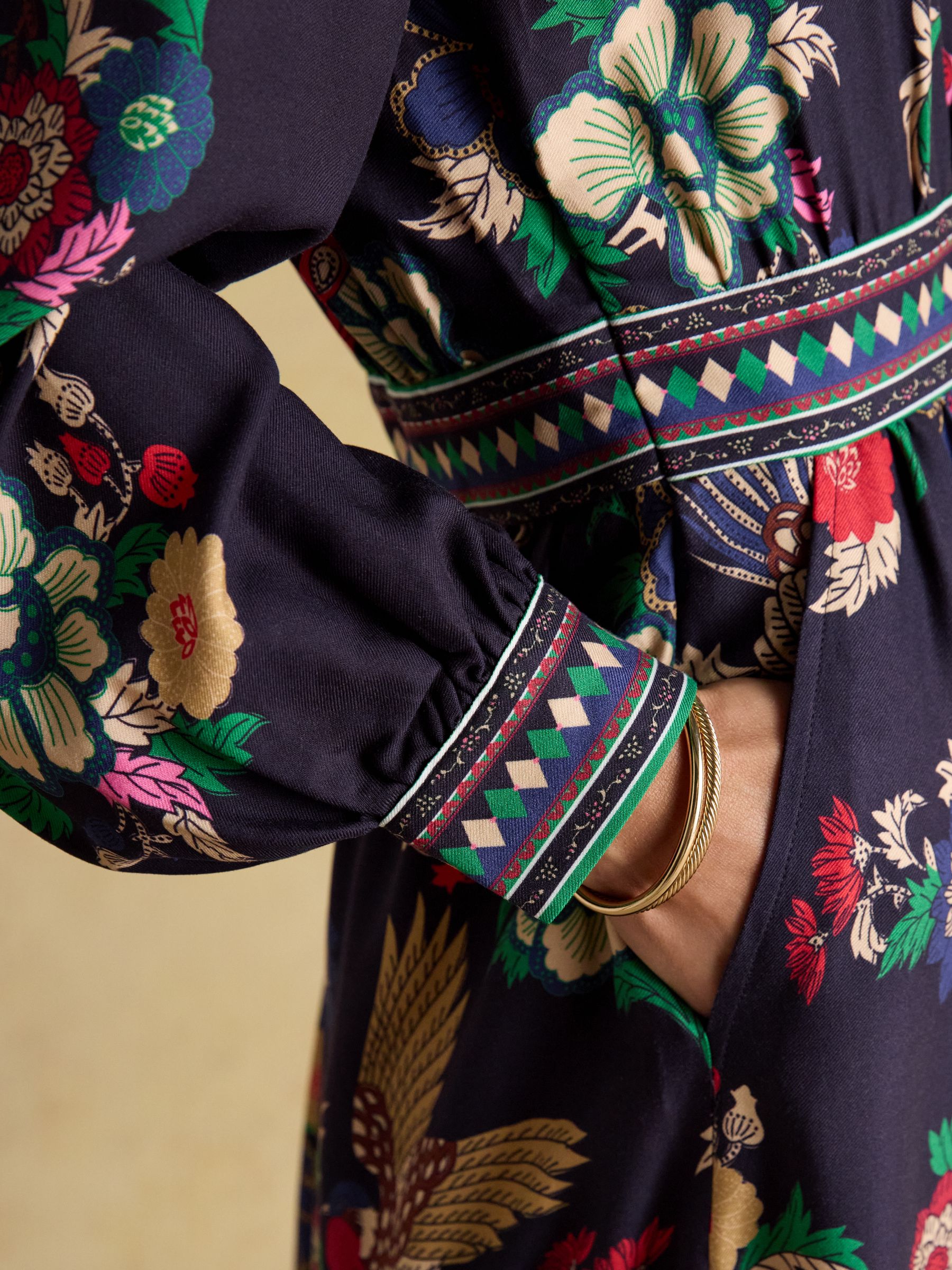 Joules Cressida Placement Floral Long Sleeve Maxi Dress