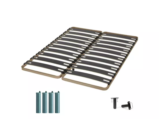 Sommier à lattes + pieds 2x80x200 C310 - 22 lates bois - Fabrication française