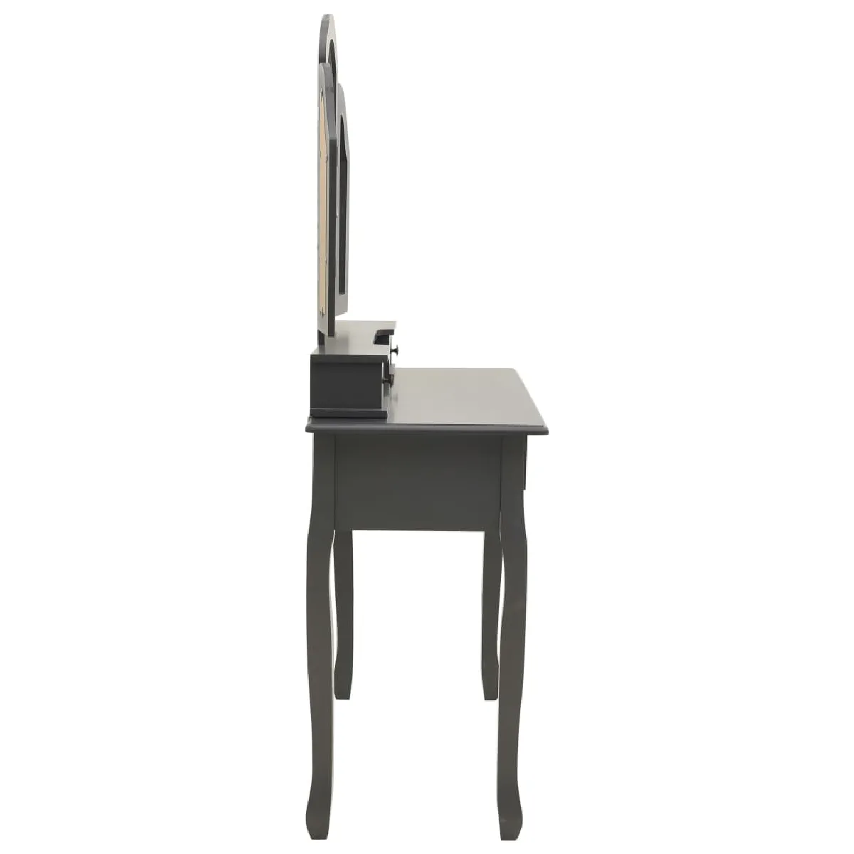Coiffeuse Helloshop26 avec tabouret et miroirs - Gris