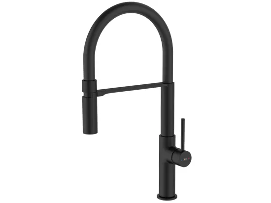Magneto mitigeur évier à douchette mobile noir mat - Essebagno