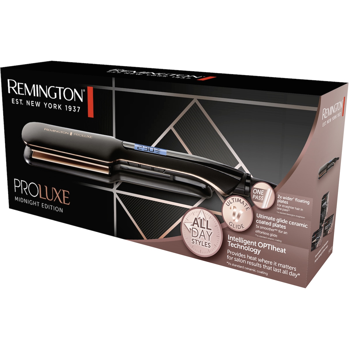 Remington PROLuxe Midnight rettetang S9150B (sort og rosegull)