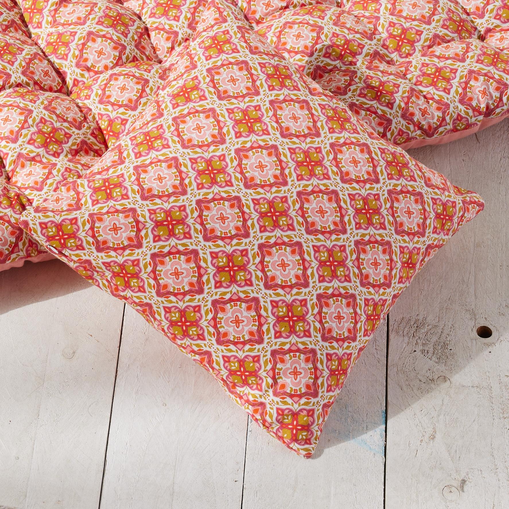 COUSSIN 40X40CM CARREAU CIMENT ROSE