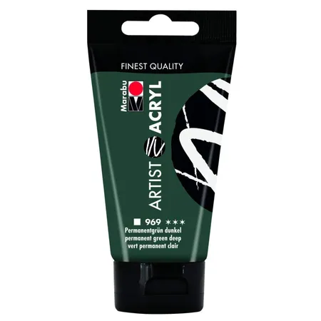 Marabu Artist Acryl, Permanentgrün dunkel 969, 75 ml