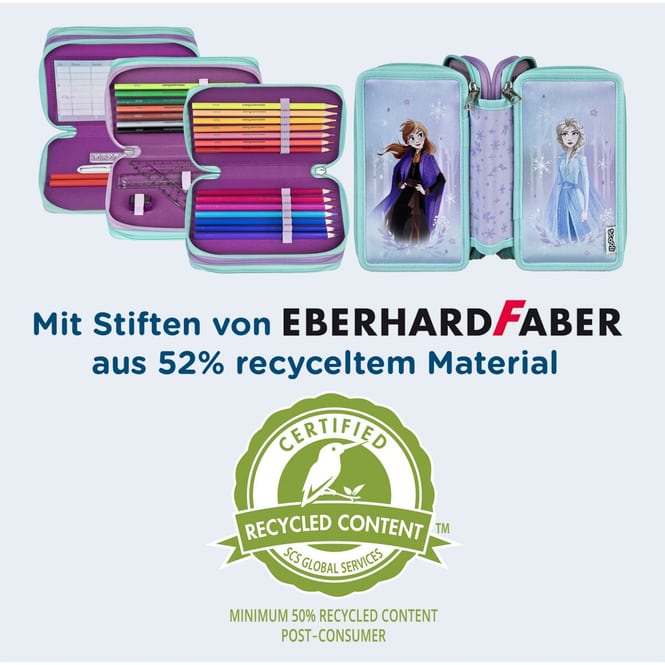 Frozen - Scooli - Federmäppchen - 3 Fächer - 30-teilig